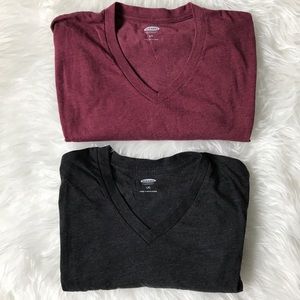NWOT Old Navy V-neck Grey & Maroon Soft T-shirts